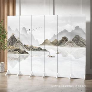 屏风隔家断客厅玄关房间遮S1挡户简约布艺入移动用折座屏 新中叠式