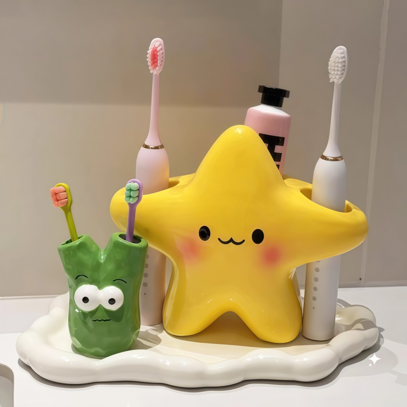 卡通星星电动牙刷架家用卫生间浴室可爱创意牙刷置物架牙膏收纳架