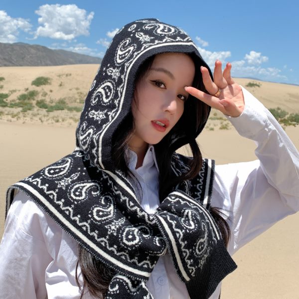 网红针织连帽披肩女办公室空调房护颈肩穿搭小坎肩搭衬衫时尚百搭