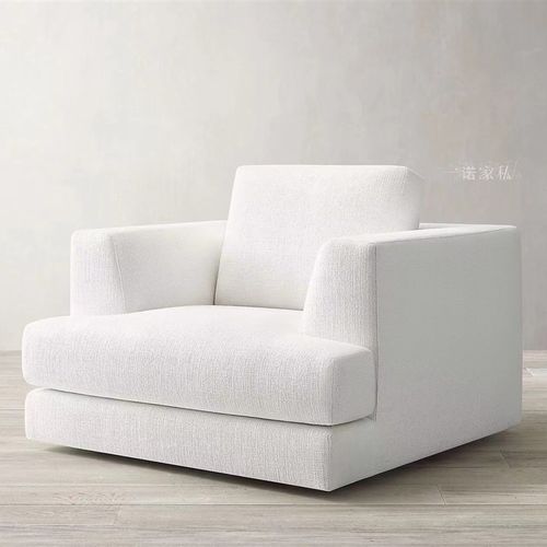 北欧简约复古羽绒布艺沙发小户型客厅轻奢意式表情极简直排三人位