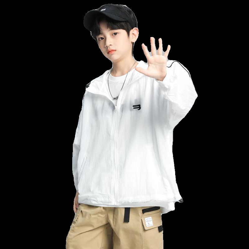 2024新款夏装男童防晒衣儿童连帽衫薄款防晒皮肤衣中大童拉链开衫