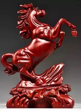 黑檀木雕马到成功摆件12生肖马家居装饰实木开业乔迁送礼工艺品