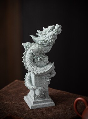 创意国潮青砂龙系列桌面装饰品摆件飞龙在天家居客厅玄关鱼缸造景