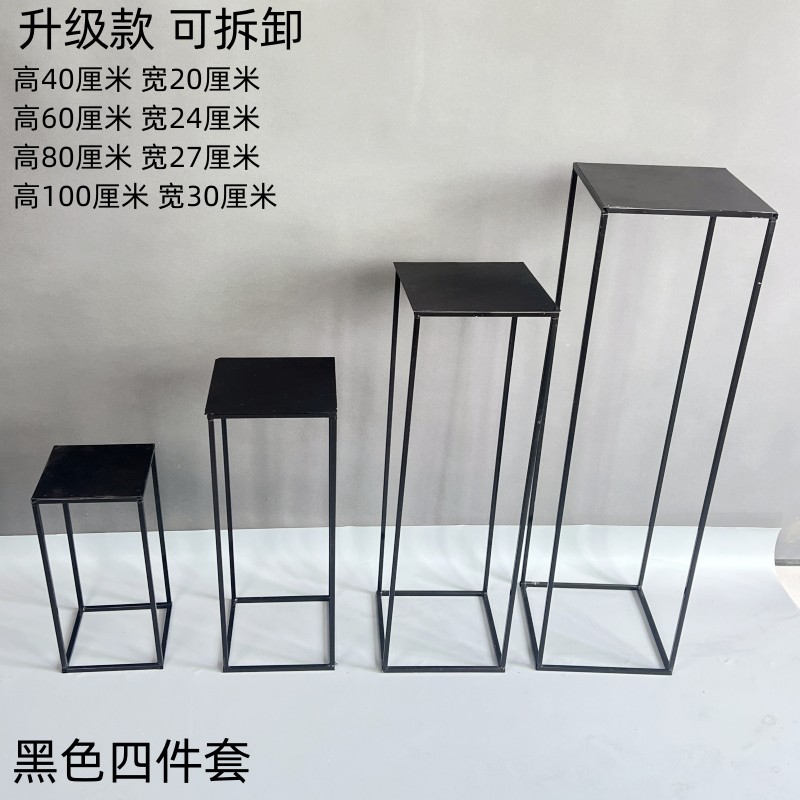 金色几何路引婚庆道具架子铁艺花柱婚礼花艺布置铁艺架迎宾区花架