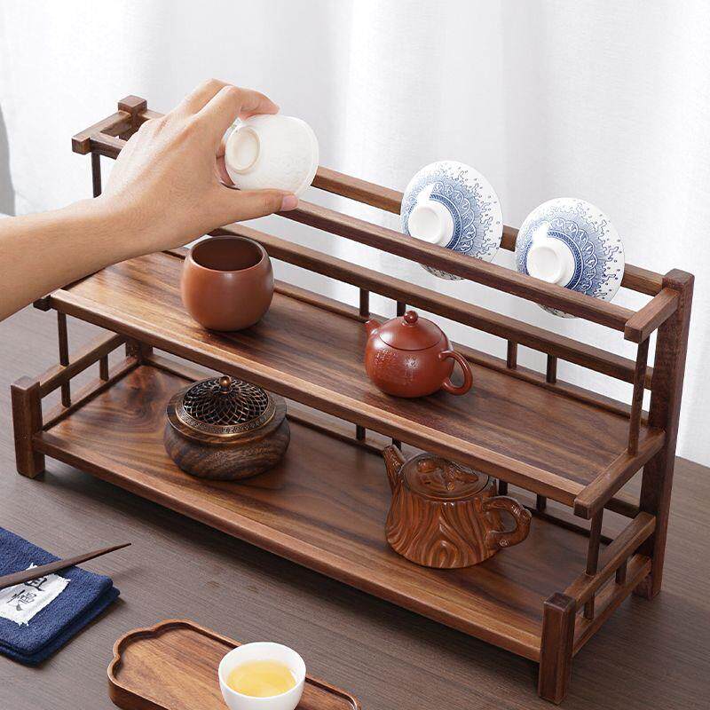 北美黑胡桃木双层壶架桌