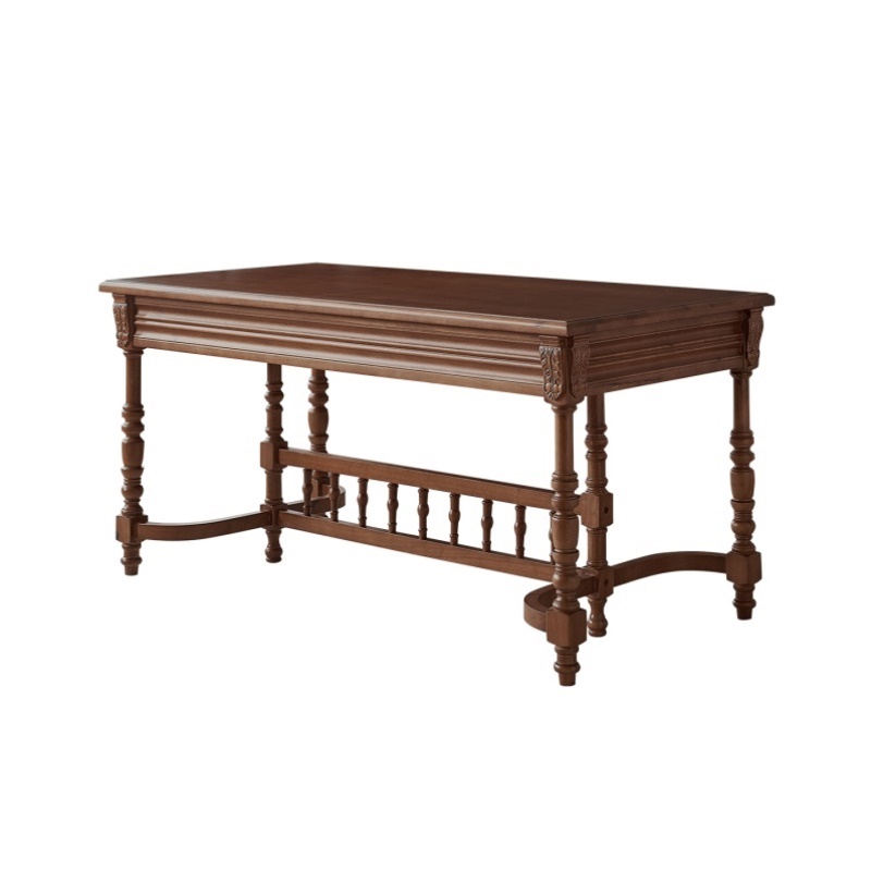 法式复古实木餐桌家用小户型雕花骑士长方形饭桌中古风客厅餐桌椅