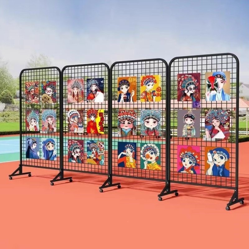折叠幼儿园作品展示美术网格展示架可移动屏风学生绘画作品展示架