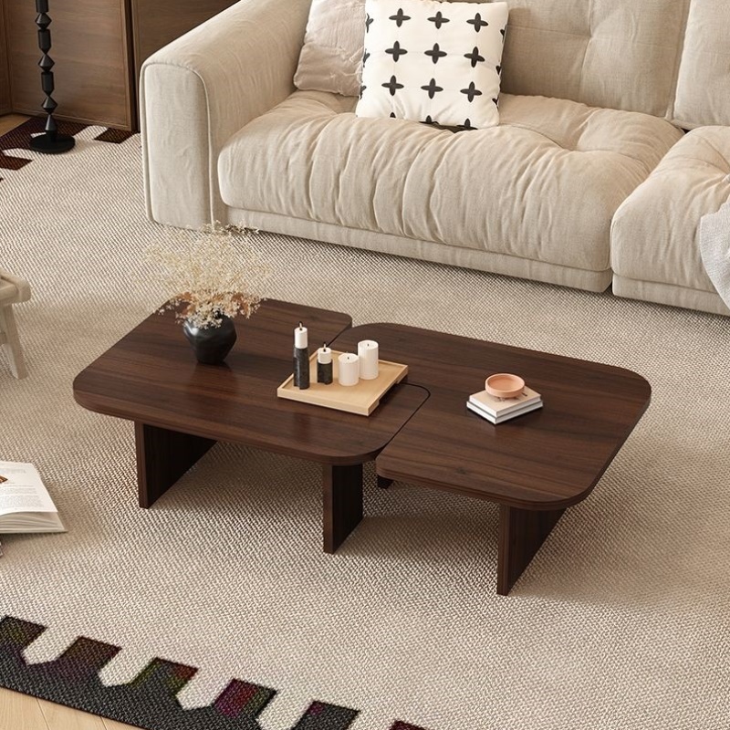 侘寂风不规则异形黑色简约桌子茶几客厅家用小户型组合创意茶桌