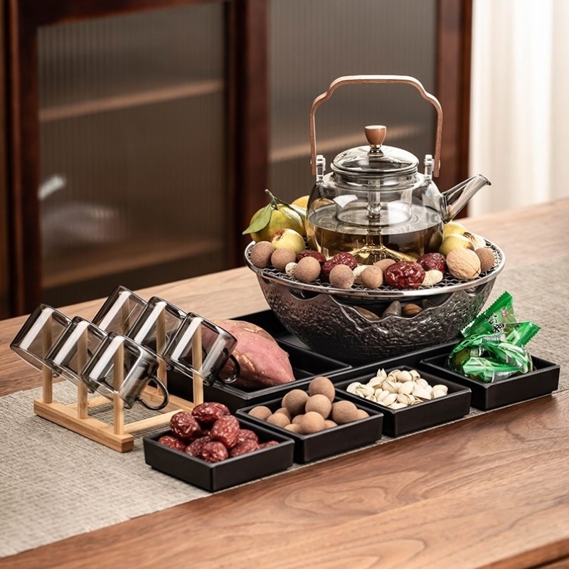 围炉煮茶茶具套装家用室内电陶炉煮茶器罐罐烤奶罐玻璃茶壶一整套