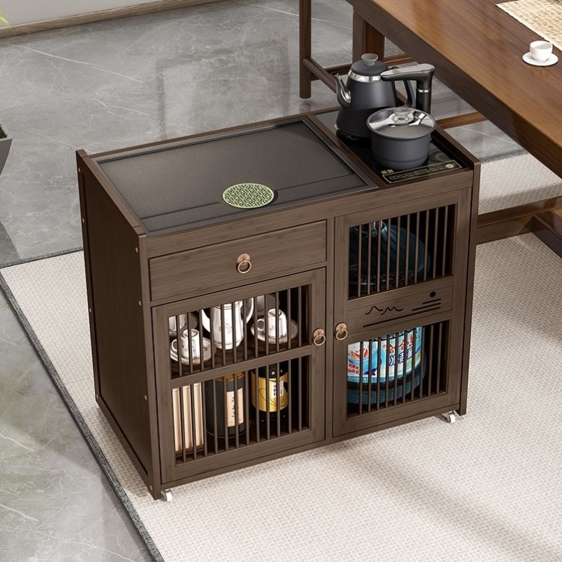 移动茶台茶桌家用非实木茶水柜带轮茶车功夫茶几茶具烧水一体边柜