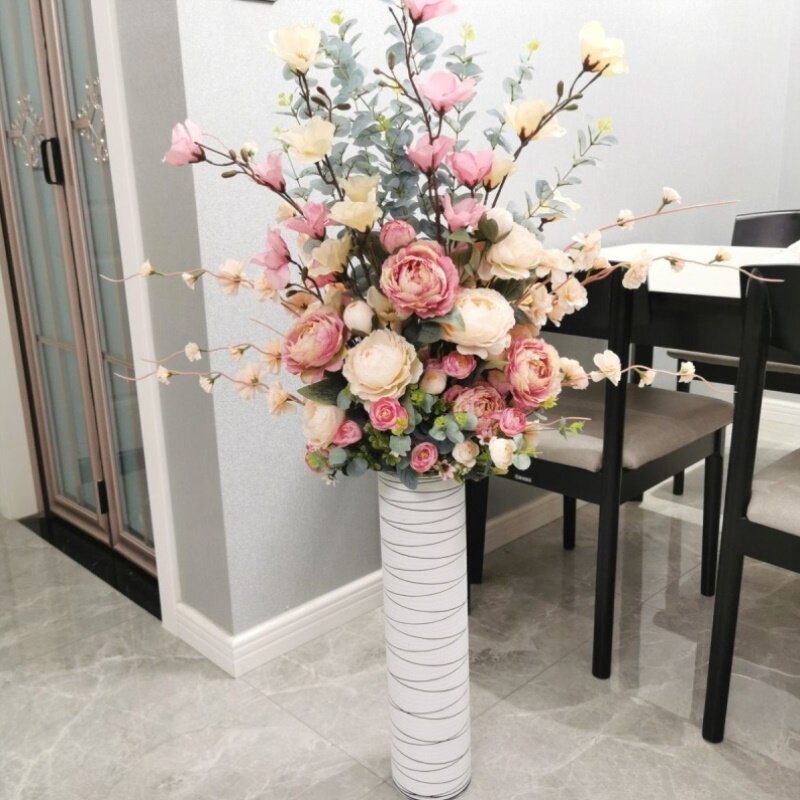 客厅落地假花玫瑰花仿真花居家新房装饰绢花摆件室内花艺插花新款