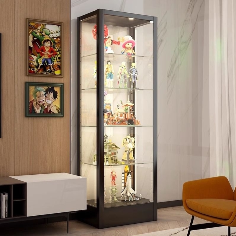 手办展示柜家用玻璃陈列柜收纳防尘玻璃柜酒柜透明模型玩具柜