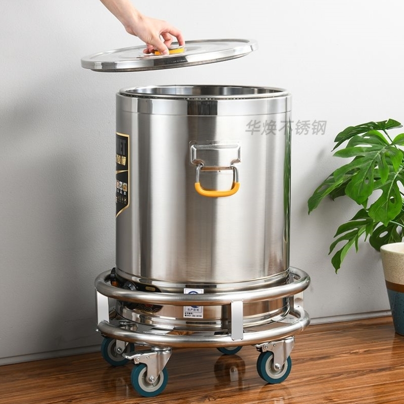 加厚不锈钢周转车带轮移动保温桶底座汤桶架子花盆托盘架煤气罐架