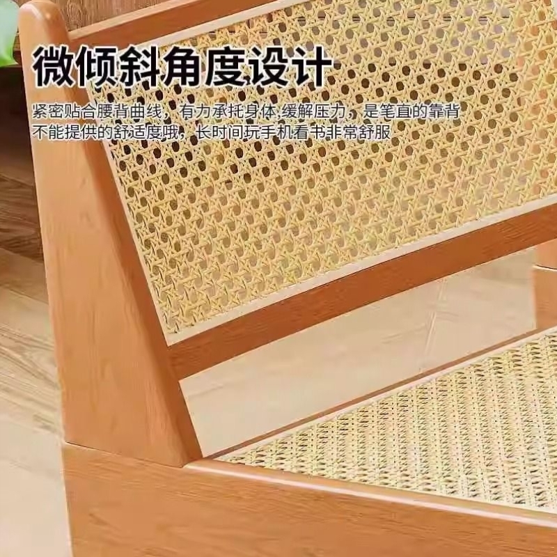 北欧家用昌迪加尔躺椅实木民宿懒人单人休闲阳台藤编袋鼠沙发椅