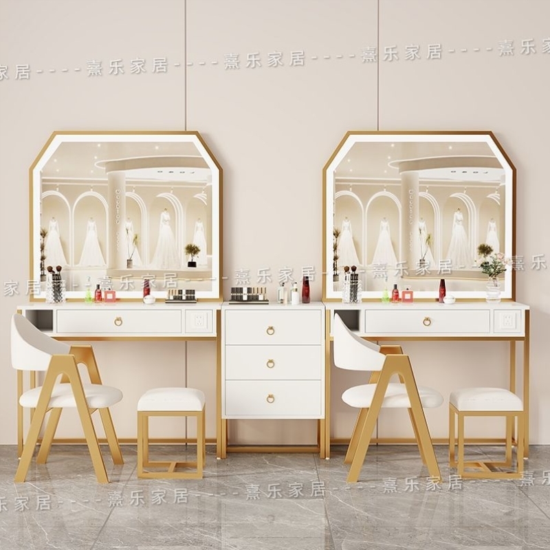 专业级梳妆台影楼理发店梳妆台带灯化妆桌轻奢简约化妆台专用妆镜