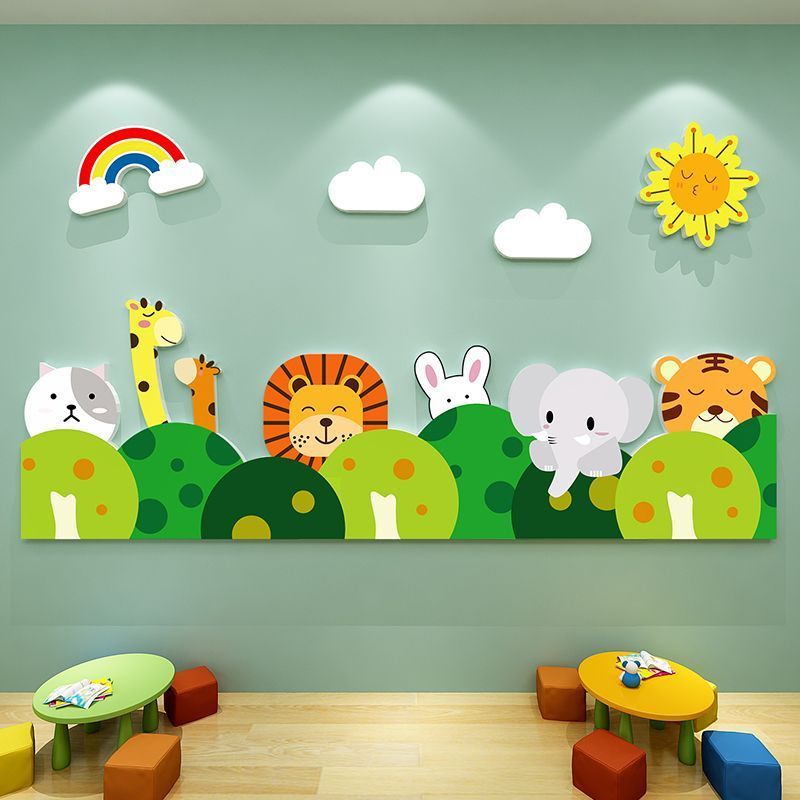 森林之家幼儿园楼梯墙面装饰文化环境布置创材料主题成品背景教室