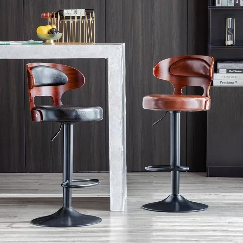 欧式吧台椅子轻奢办公旋转升降可调节高脚凳酒吧前台收银台靠背椅