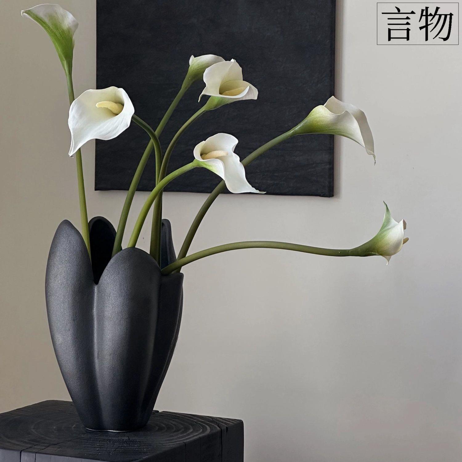 景德镇磨砂陶瓷黑色花瓶