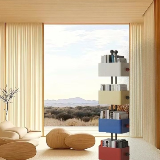 家用落地多层书架客厅铁艺置物架转角储物柜收纳展示柜隐形柜子