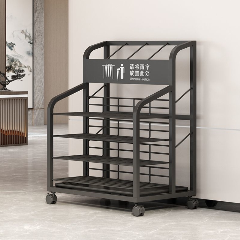 新款商用雨伞沥水架置物架办公室收纳伞架带轮可移动雨伞收纳架子