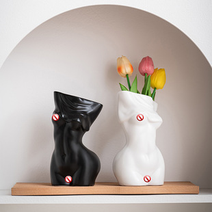 北欧陶瓷工艺品现代家居装饰品摆件欧式花瓶亚光人体艺术花瓶批发