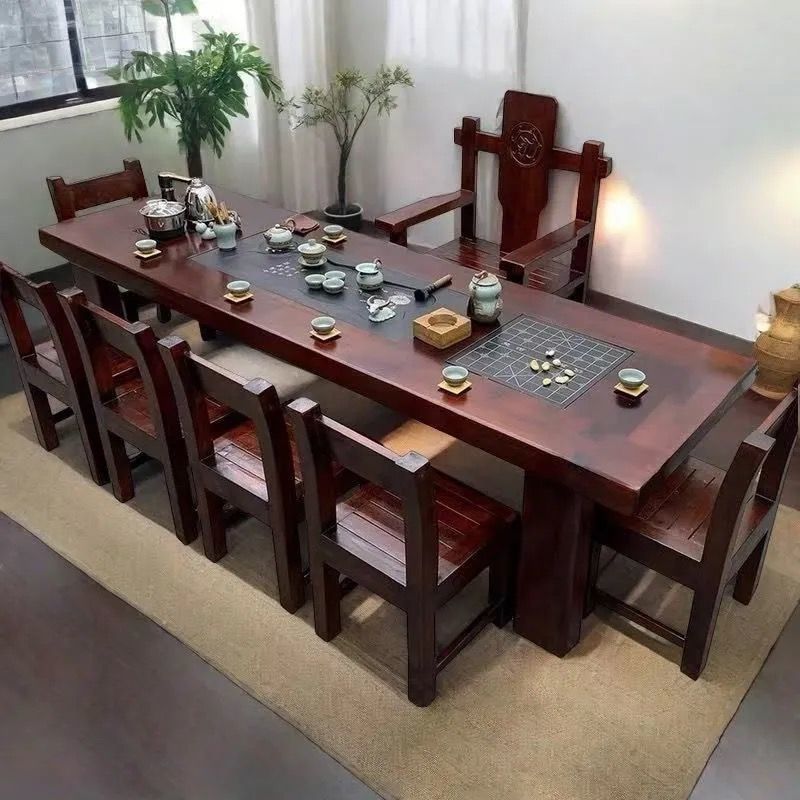 老船木茶桌组合高档新款纯实木茶桌新中式茶桌客厅阳台商用一体桌
