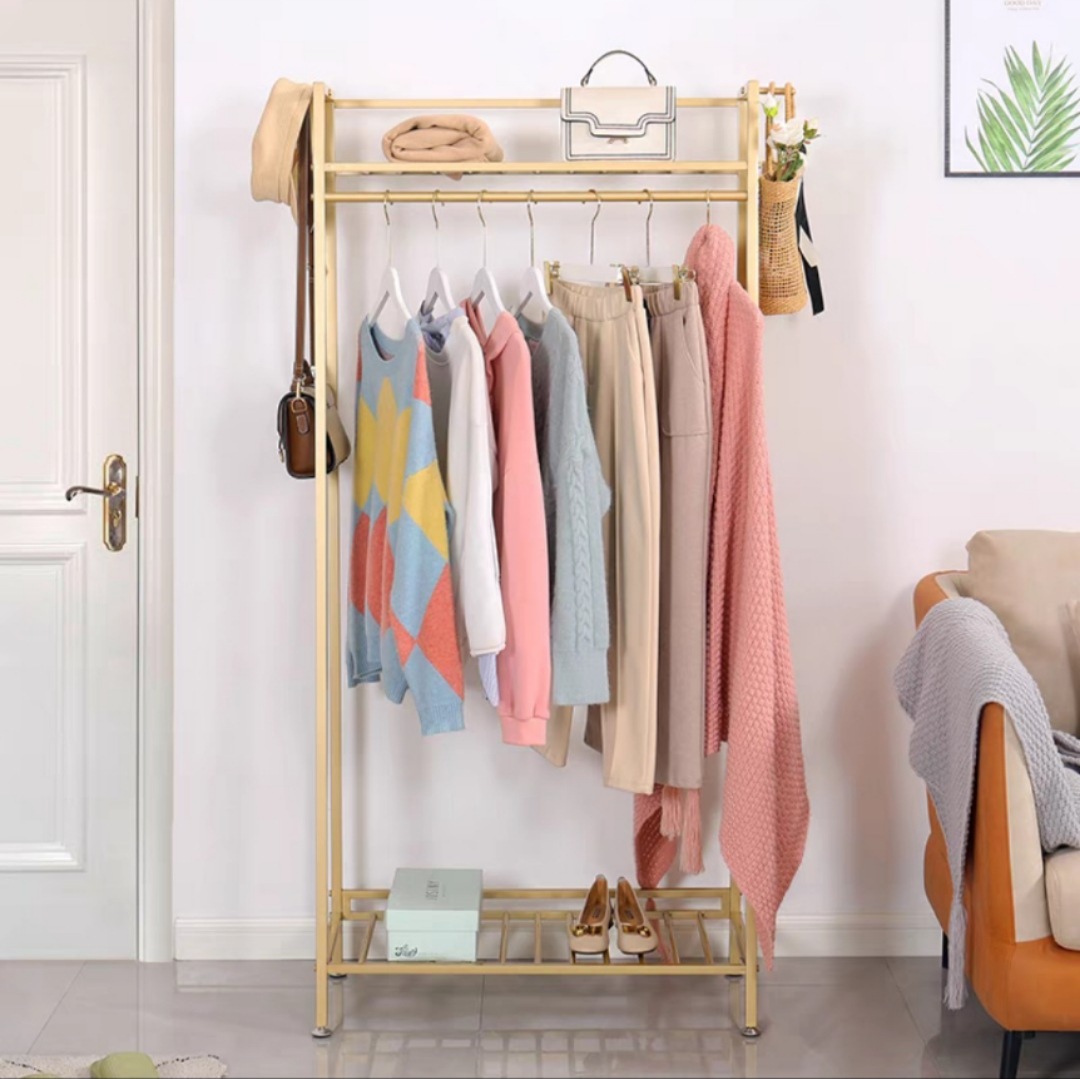 衣架落地卧室挂衣架可移动带轮家用客厅网红轻奢晾衣架简易衣帽架
