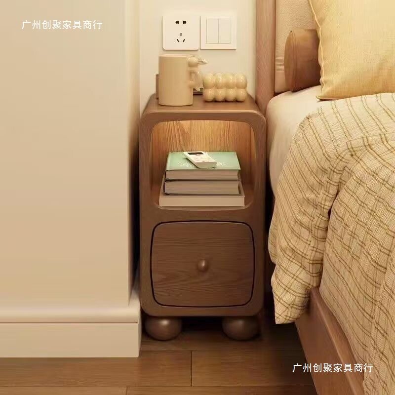 实木床头柜迷你小型极窄带灯床边超窄简约现代卧室夹缝窄边置物架