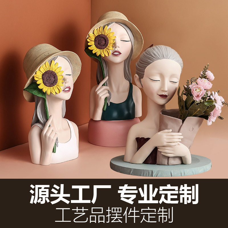 北欧创意家居装饰品树脂摆件工艺品泡泡女孩客厅玄关收纳厂家支持