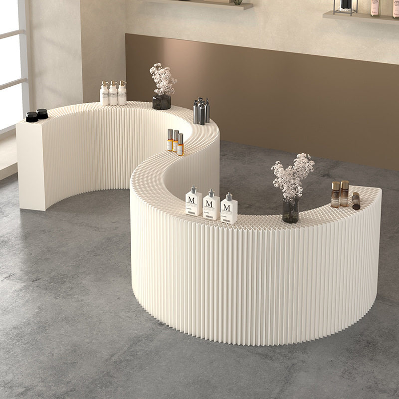 展台纸质折叠长条展台展示柜展示架多功能橱窗落地陈列架商场展会