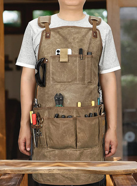 酷匠厚帆布开叉工具围裙防水复古园林多用收纳工匠批发复古工装