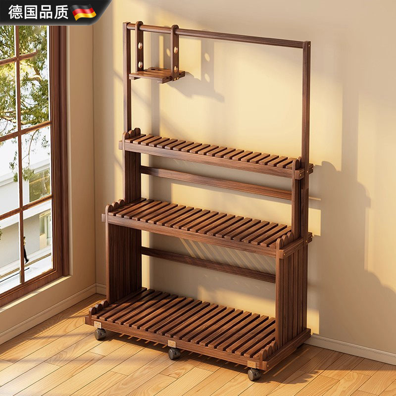 德国进口客厅可移动阳台实木花架