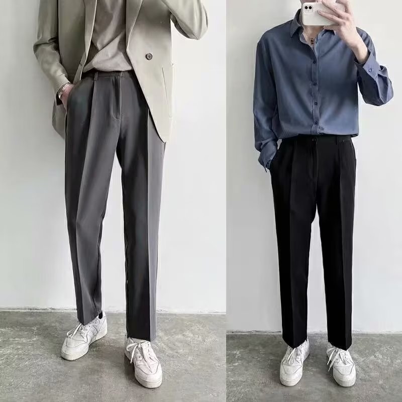 修身九分显瘦休闲西裤秋季男士夏季新款直筒韩版西裤宽松休闲裤