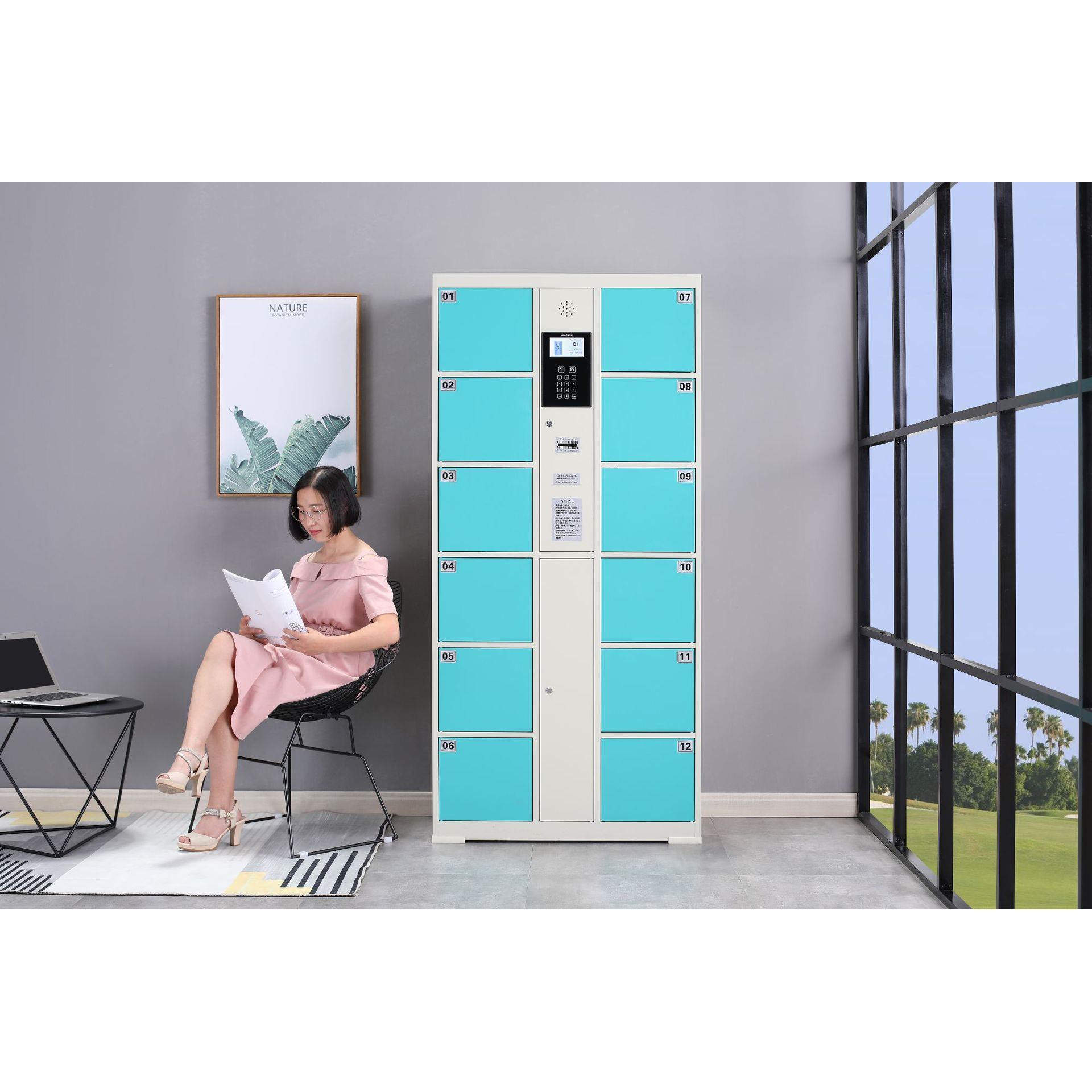 脸不锈钢智能扫场刷更衣柜JWO商超市电子存包柜学校智码能寄存柜