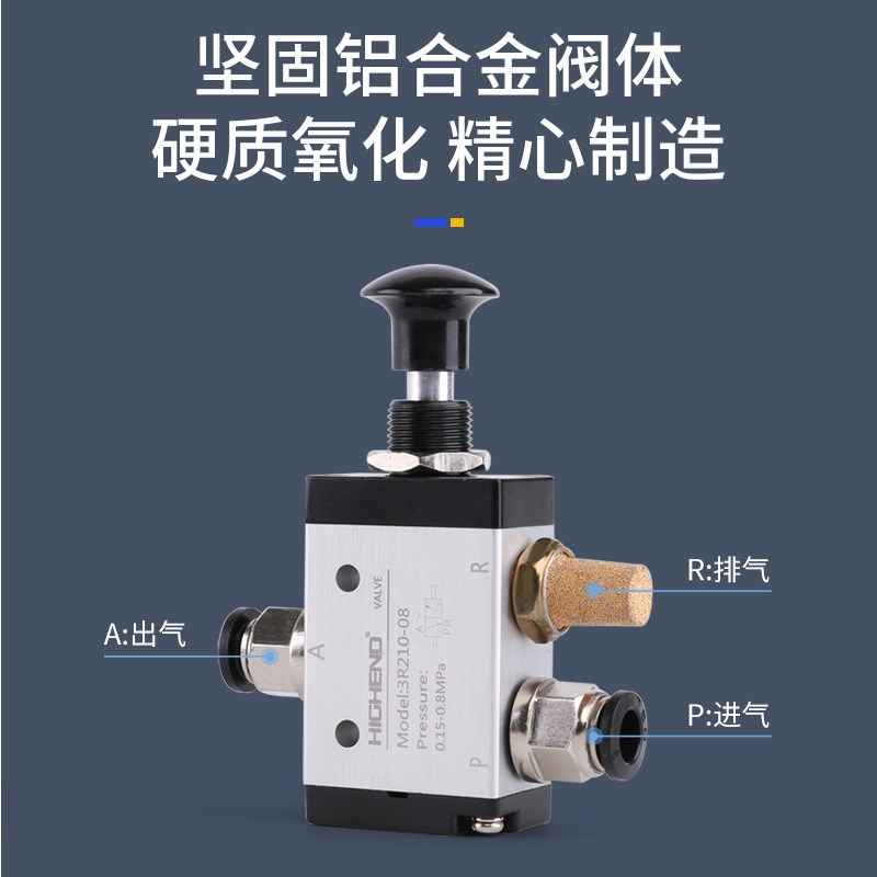 气动手拉阀3R210-08/3R310-10二位三通手板阀换向阀手动开关气阀