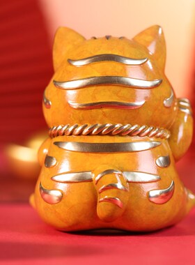 朱炳仁铜 《稳赚》招财猫桌面招财办公室装饰铜摆件开业礼