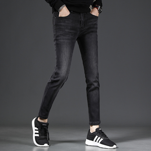 黑色修身 小脚裤 弹力男士 九分牛仔裤 子9分裤 2023新款 裤 男 男春秋季
