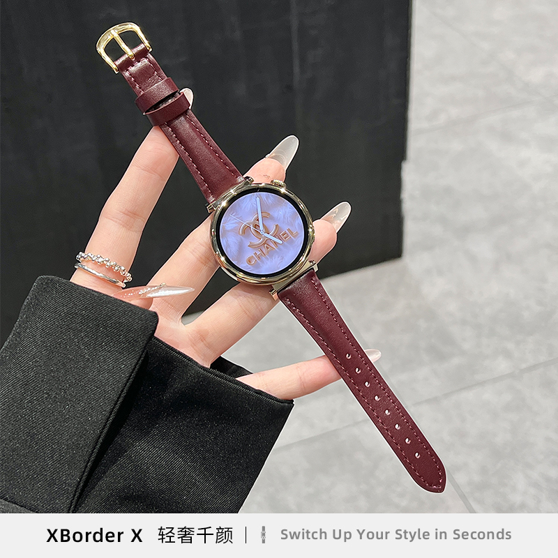 适用华为gt6手表腕带watch5pro小蛮腰高级感真皮gt5表带magic女