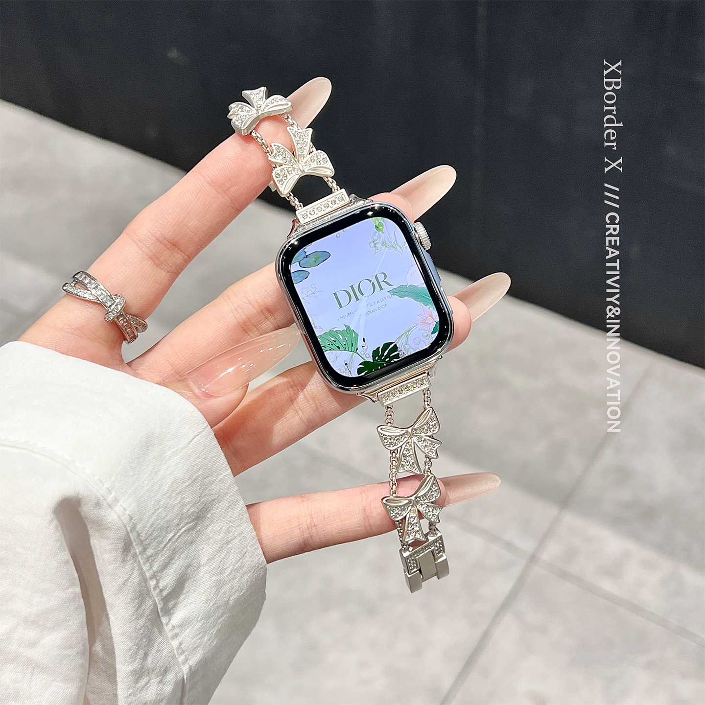 适用华为fit4/4pro手表表带watchFit3新款金属蝴蝶结高级感三女夏