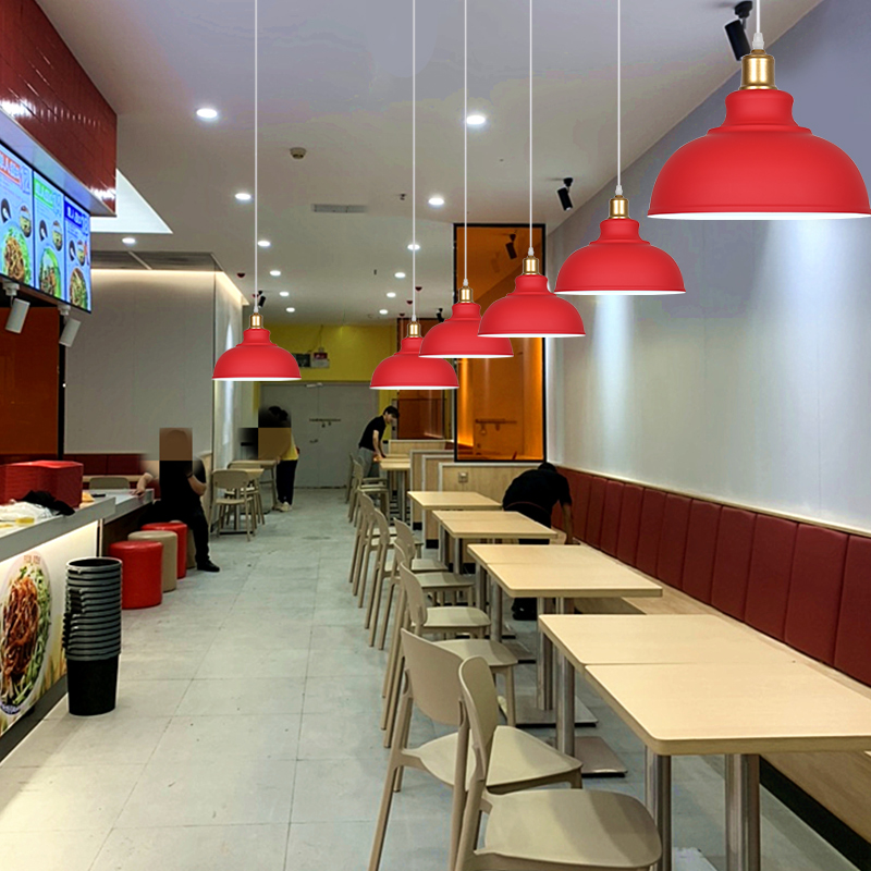 工业风店铺商用餐厅吊灯餐饮店饭店火锅店餐桌铁艺单头灯创意灯罩