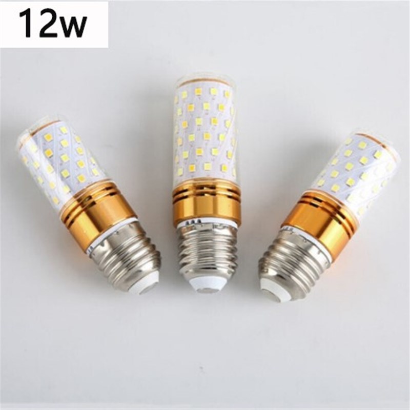 超亮ledE27光源E14大螺口玉米蜡烛灯泡家用节能灯12W三色黄光变光