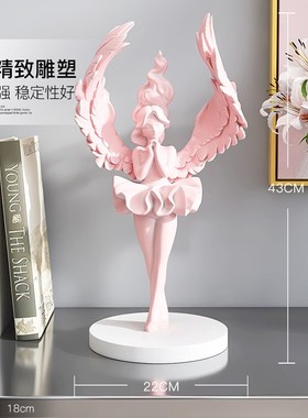 轻奢天使女孩桌面摆件客厅玄关高档装饰品欧式复古少女雕塑工艺品
