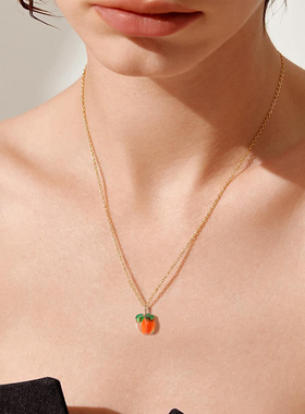 柿柿如意项链可爱橘色小柿子