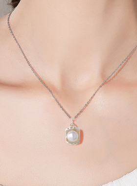 新款银色贝壳仿珍珠项爆款锁骨链