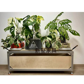 中古风铝型材桦木海洋板花架置物架落地多层花盆架阳台花架子花几