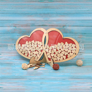 创意木头相框婚礼签到板婚庆用品婚礼留言薄双心签到薄木质工艺品