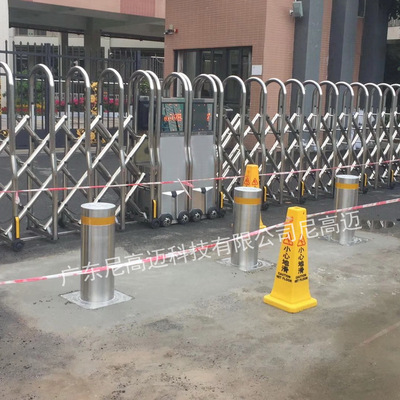 智能不锈钢路桩广州培正小学电动升降防撞柱遥控自动起落车挡厂家