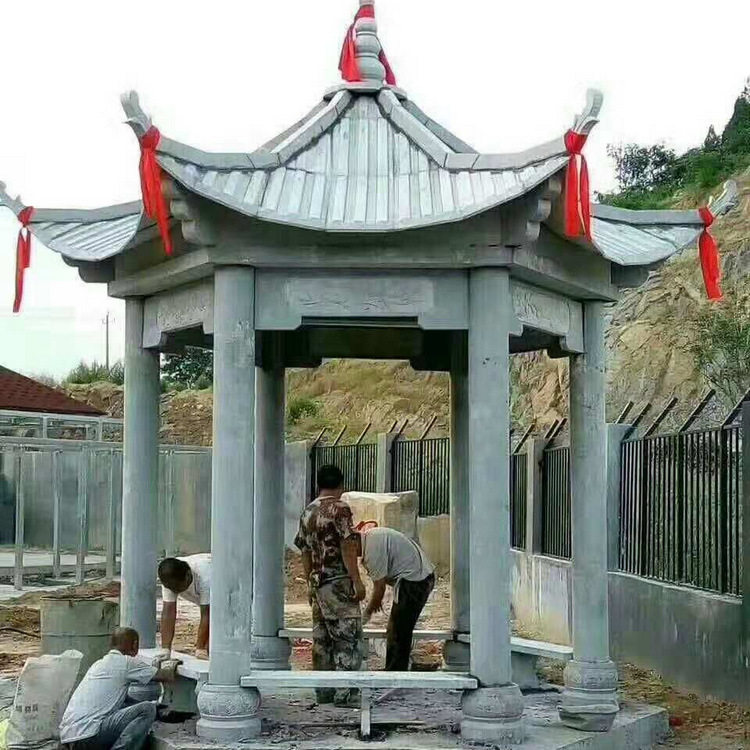 花岗岩中式六角亭凉亭石雕亭子公园景观石雕凉亭