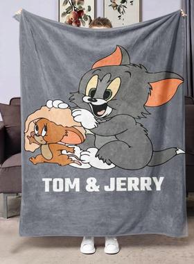 灰色猫和老鼠盖毯可机洗专用午休毯午睡新款便宜时尚潮流个性盖毯