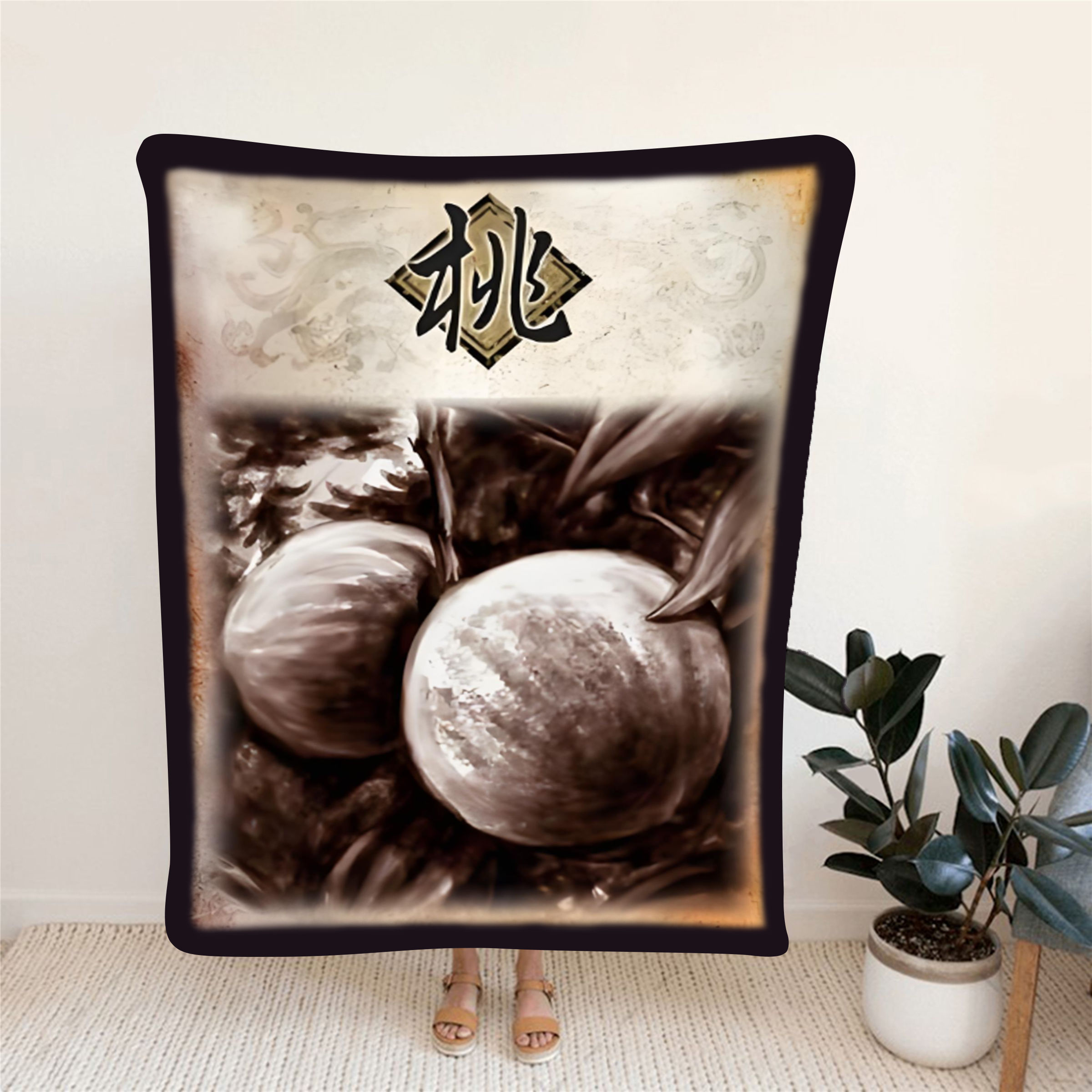 三国杀桃法兰绒毛毯披肩